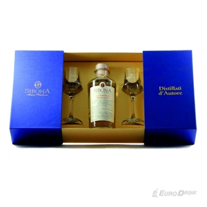 GRAPPA SIBONA IN CONFEZIONE MOSCATO +2 BICCHIERI