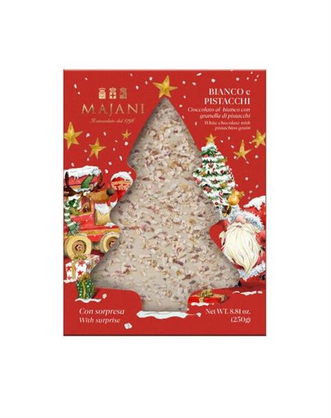 ALBERO PIATTO MAJANI DI CIOCCOLATO BIANCO E PISTACCHI GR 250