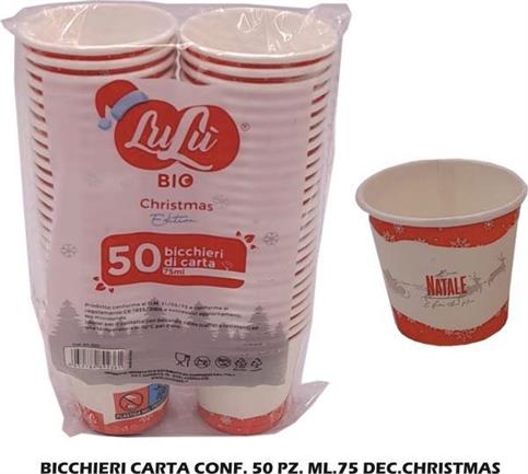 BICCHIERI CARTA HAPPINESS NATALE CC 75 PZ 50