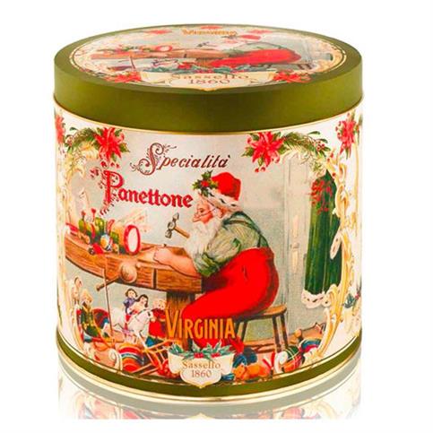 PANETTONE ALTO METALLO VINTAGE BABBO NATALE KG 1 VIRGINIA